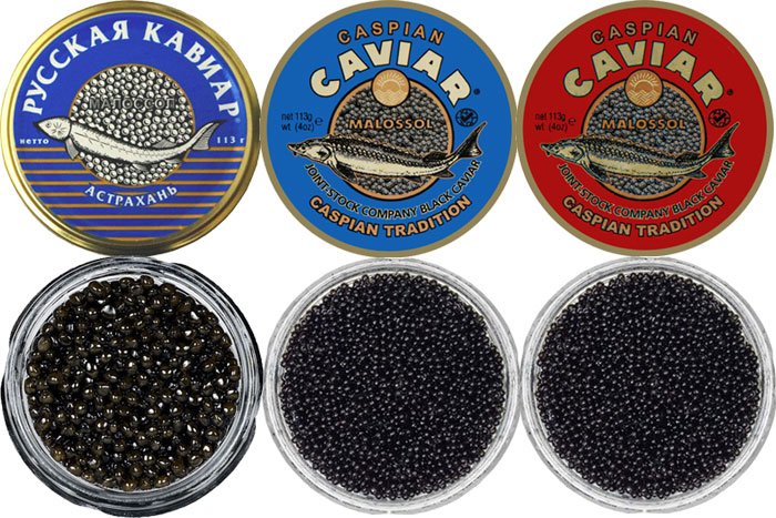 Caviar: Beluga 113g & Osetra 113g & Sevruga 113g